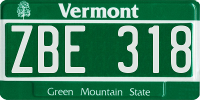 VT license plate ZBE318