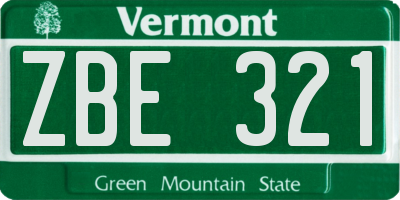 VT license plate ZBE321