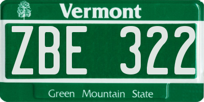 VT license plate ZBE322