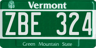 VT license plate ZBE324