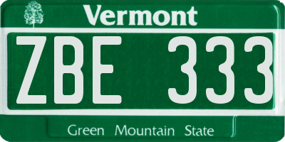 VT license plate ZBE333