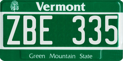 VT license plate ZBE335