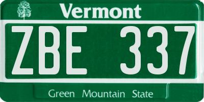 VT license plate ZBE337