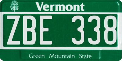 VT license plate ZBE338