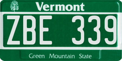 VT license plate ZBE339