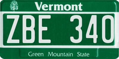 VT license plate ZBE340