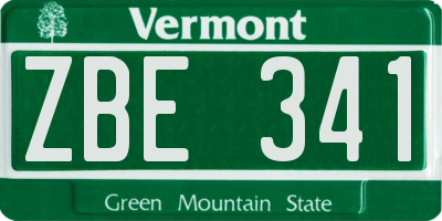 VT license plate ZBE341