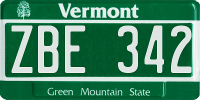 VT license plate ZBE342