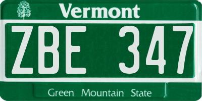 VT license plate ZBE347
