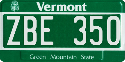 VT license plate ZBE350