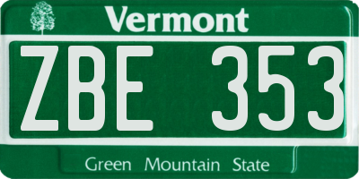 VT license plate ZBE353
