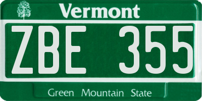 VT license plate ZBE355