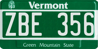 VT license plate ZBE356
