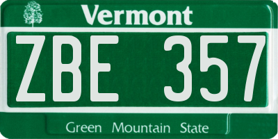 VT license plate ZBE357