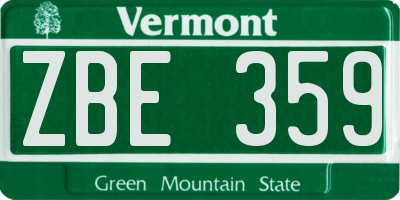 VT license plate ZBE359
