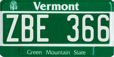 VT license plate ZBE366