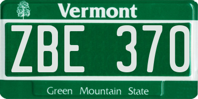 VT license plate ZBE370
