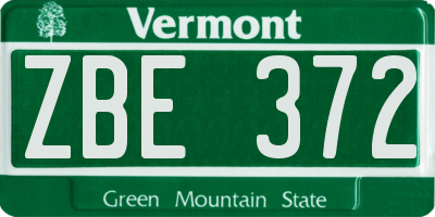 VT license plate ZBE372