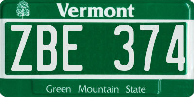 VT license plate ZBE374