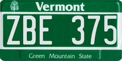VT license plate ZBE375