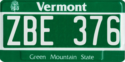 VT license plate ZBE376