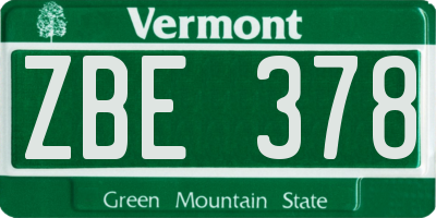 VT license plate ZBE378