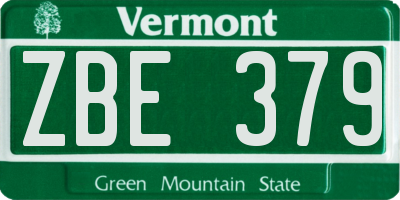VT license plate ZBE379