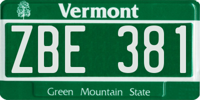 VT license plate ZBE381