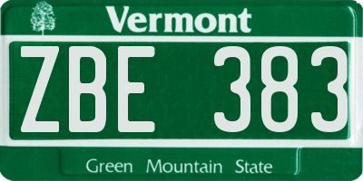 VT license plate ZBE383