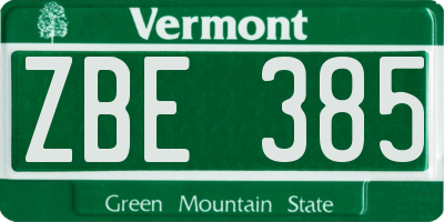 VT license plate ZBE385
