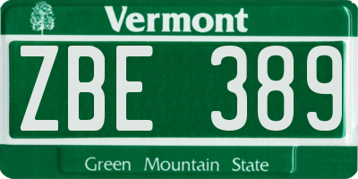 VT license plate ZBE389