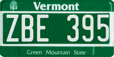 VT license plate ZBE395