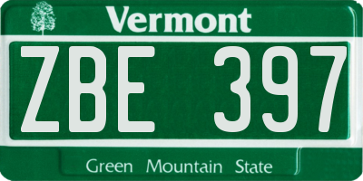 VT license plate ZBE397
