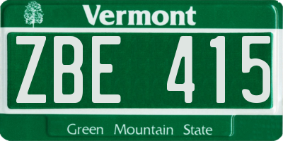VT license plate ZBE415