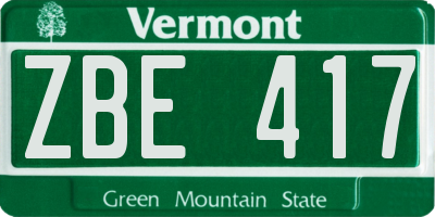 VT license plate ZBE417