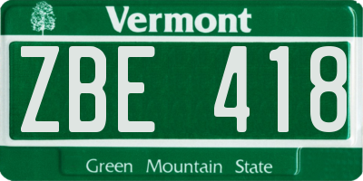 VT license plate ZBE418