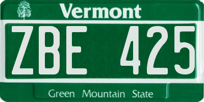 VT license plate ZBE425