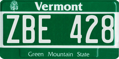 VT license plate ZBE428