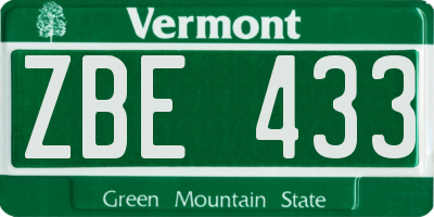 VT license plate ZBE433