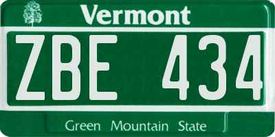 VT license plate ZBE434