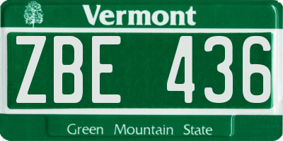 VT license plate ZBE436