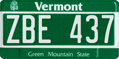 VT license plate ZBE437