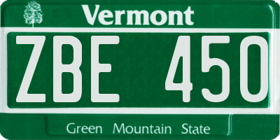 VT license plate ZBE450