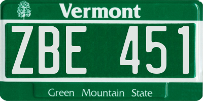 VT license plate ZBE451