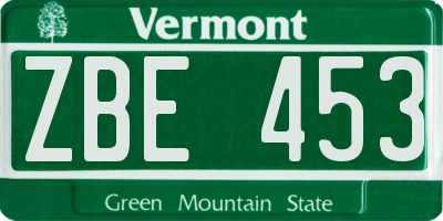 VT license plate ZBE453