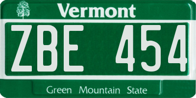 VT license plate ZBE454