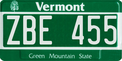 VT license plate ZBE455