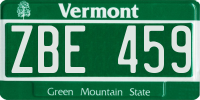 VT license plate ZBE459