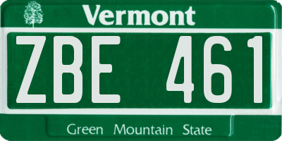 VT license plate ZBE461