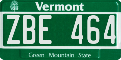 VT license plate ZBE464